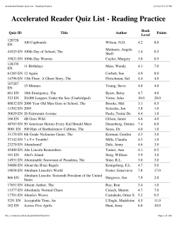 Accelerated Reader Quiz List - Reading Practice