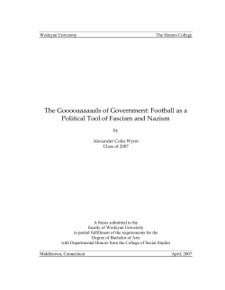 The Goals of Government: The Politics of Football in Fascist Italy and