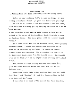 Down Memory Lane, A Walking Tour of Mountainside, 1920`s