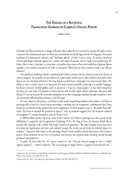 the enigma of a sentence: translating giorgio de chirico`s italian poetry