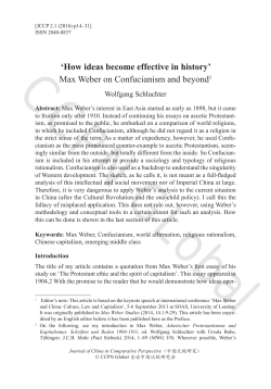 Max Weber on Confucianism and beyond1