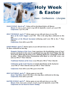 PALM SUNDAY, March 29th: Palms will be distributed before all