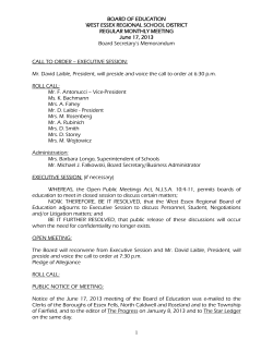 board of education - West Essex Regional School District