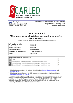 DELIVERABLE 6.3 "The importance of subsistence farming as a