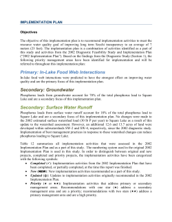 Primary: In-Lake Food Web Interactions Secondary: Groundwater