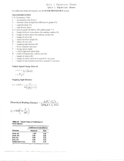 Quiz 1 Equation Sheet