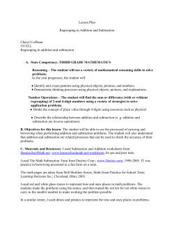Lesson Plan Regrouping in Addition and Subtraction Cheryl