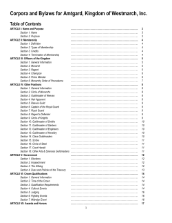 Corpora and Bylaws for Amtgard, Kingdom of - e