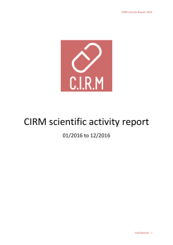 CIRM scientific activity report
