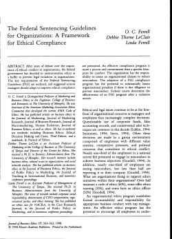 The Federal Sentencing Guidelines for Organizations: A Framework