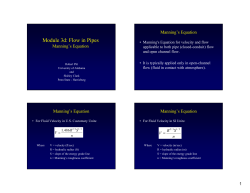 Module 3d: Flow in Pipes