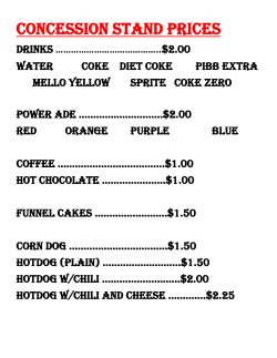 CONCESSION STAND PRICES
