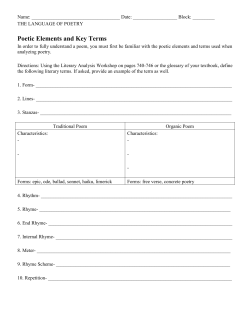 Poetic Elements and Key Terms