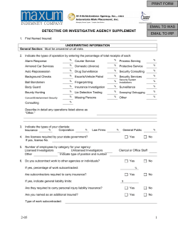 Detective Agency Supplemental Application