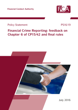 PS16/19: Financial Crime Reporting: feedback on Chapter 6 of