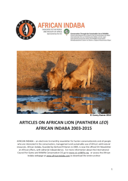 ARTICLES ON AFRICAN LION (PANTHERA LEO) AFRICAN