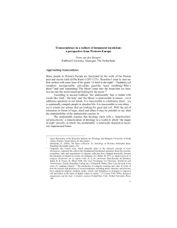 Transcendence in a culture of immanent mysticism