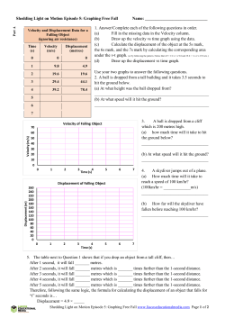 Shedding Light on Motion Episode 5: Graphing Free Fall Name: 1