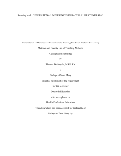 Delahoyde, Theresa. Generational Differences of Baccalaureate