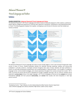 Advanced Placement &reg; French Language and Culture