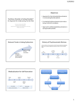 Factitious Disorder or Eating Disorder? An argument - EDAC-ATAC