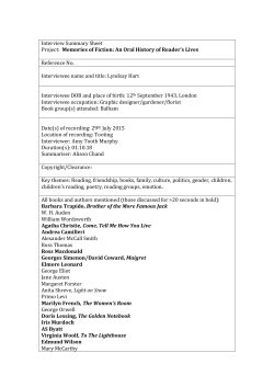 Interview Summary Sheet Project: Memories of Fiction: An Oral