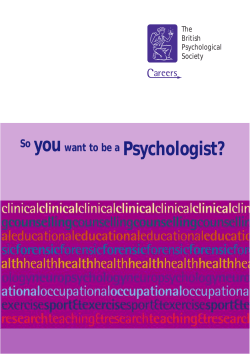 So you want to be a psychologist? - School of Psychology