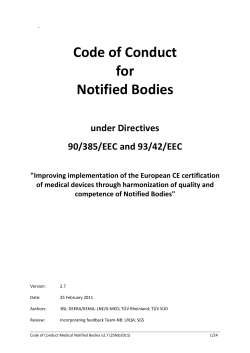 Code of Conduct for Notified Bodies