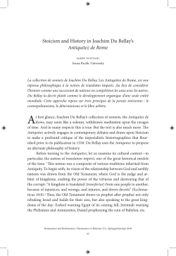 Stoicism and History in Joachim Du Bellay`s Antiquitez de Rome