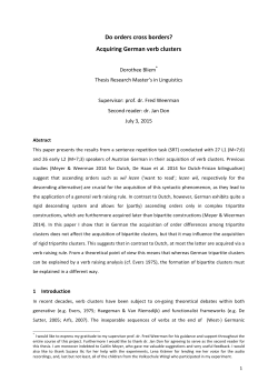 Do orders cross borders? Acquiring German verb clusters - UvA-DARE