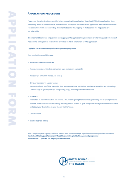 applica tion form - Hotelschool The Hague