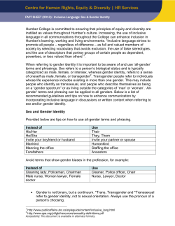 Inclusive Language: Sex and Gender Identity