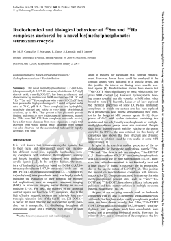 Radiochemichal and biological behaviour of 153 Sm Radioch. Acta