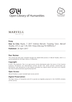 Andrew Marvell: Traveling Tutor - Marvell Studies