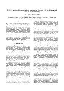 Eliciting speech with sentence lists &ndash; a critical - ISFAS