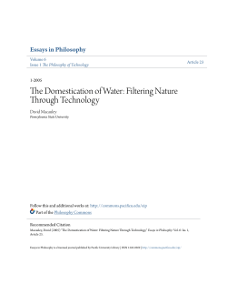 The Domestication of Water: Filtering Nature