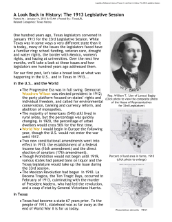 A Look Back in History: The 1913 Legislative Session