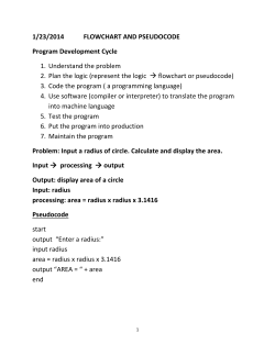 1/23/2014 FLOWCHART AND PSEUDOCODE Program