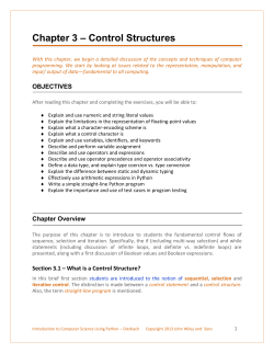 Chapter 3 &ndash; Control Structures - Department of Computer Science