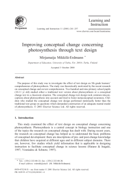 Improving conceptual change concerning photosynthesis through