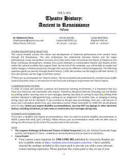 Theatre History: Ancient to Renaissance