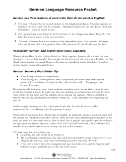 German Language Resource Packet
