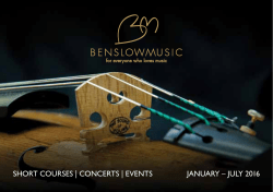 JANuARy &ndash; JuLy 2016 SHoRT couRSES | coNcERTS | EvENTS