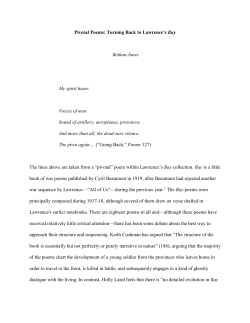 Pivotal Poems: Turning Back to Lawrence`s Bay Bethan