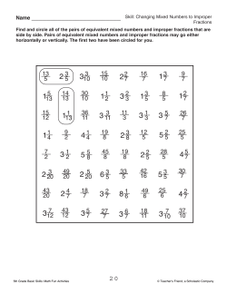 Skill: Changing Mixed Numbers to Improper Fractions