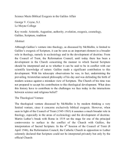 Science Meets Biblical Exegesis in the Galileo Affair George V