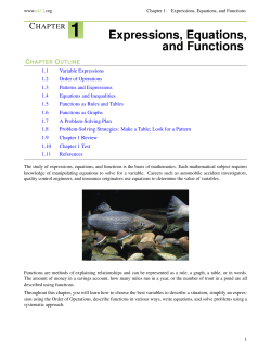 CHAPTER 1 Expressions, Equations, and Functions
