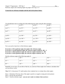 Find Reference Angle Value