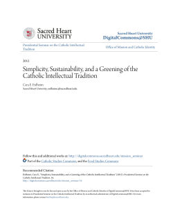 Simplicity, Sustainability, and a Greening of the Catholic Intellectual