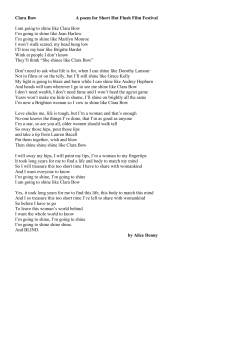 Clara Bow A poem for Short Hot Flush Film Festival I am going to